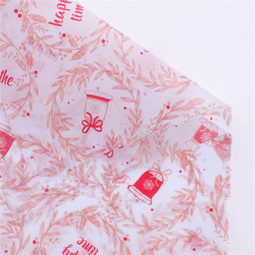 10 Sheets Christmas Decoration Tissue Paper for Flowers Gifts Wrapping Christmas Wreath Bell Printed DIY Craft Decoration Paper