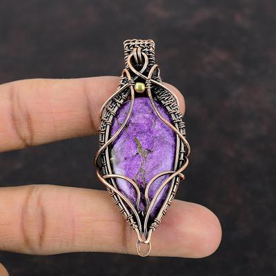 Purpurite Pendant Copper Wire Wrapped Pendant Natural Gemstone Pendant Birthstone Pendant Copper Wire Wrap Jewelry For Gift Handmade Pendant