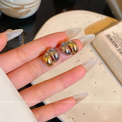 Gold and Silver Winding C-type Stud Earrings Female Design High-end Exquisite Earrings Retro Unique Temperament Earrings Wholesale