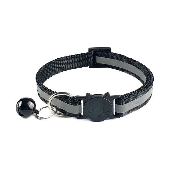 Pets Dog Bell Night Safety Reflective Collar Cat Head Buckle Necklace Neck Strap