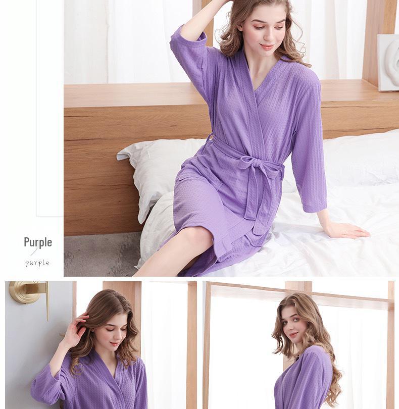 Unisex Quick-Dry Waffle Bathrobe - Lightweight, Absorbent, Ideal for Spa & Sauna