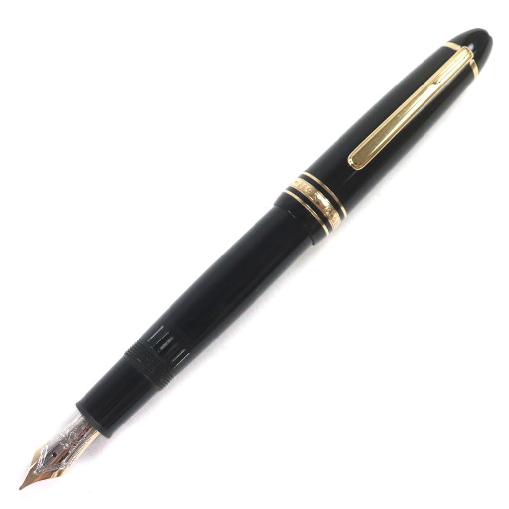 Very Good MONTBLANC Fountain Pen Meisterstckle Grand White Star Black Gold 14K Mens Used