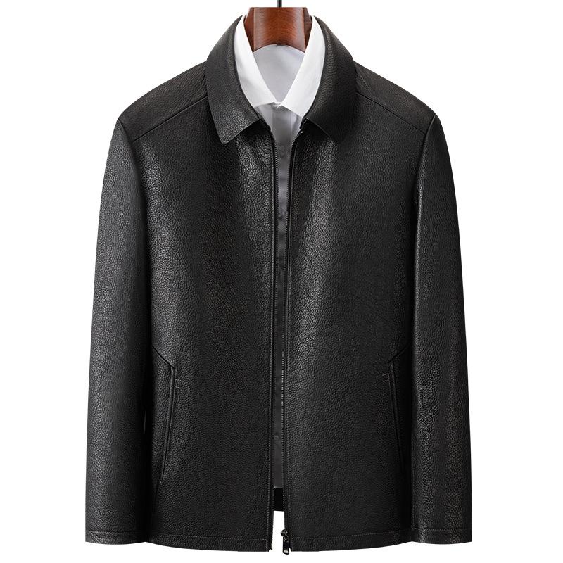 Autumn and Winter New Style Genuine Leather Jacket for Middle-aged Men, Business Casual, Simple and Fashionable Goatskin Jacket