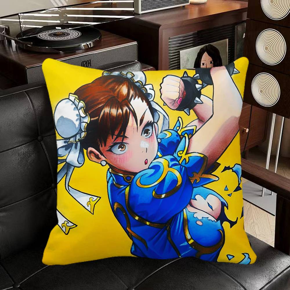 Chun Li Street Fighter Anime Pillow Case Square Pillow Bedroom Sofa Leisure Comfort Cushion Car Home Decoration