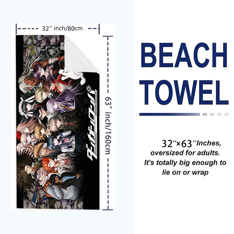 Dangan Ronpa Anime Print Beach Towel, Large Soft Quick Dry Towel for Beach Camping Swimming