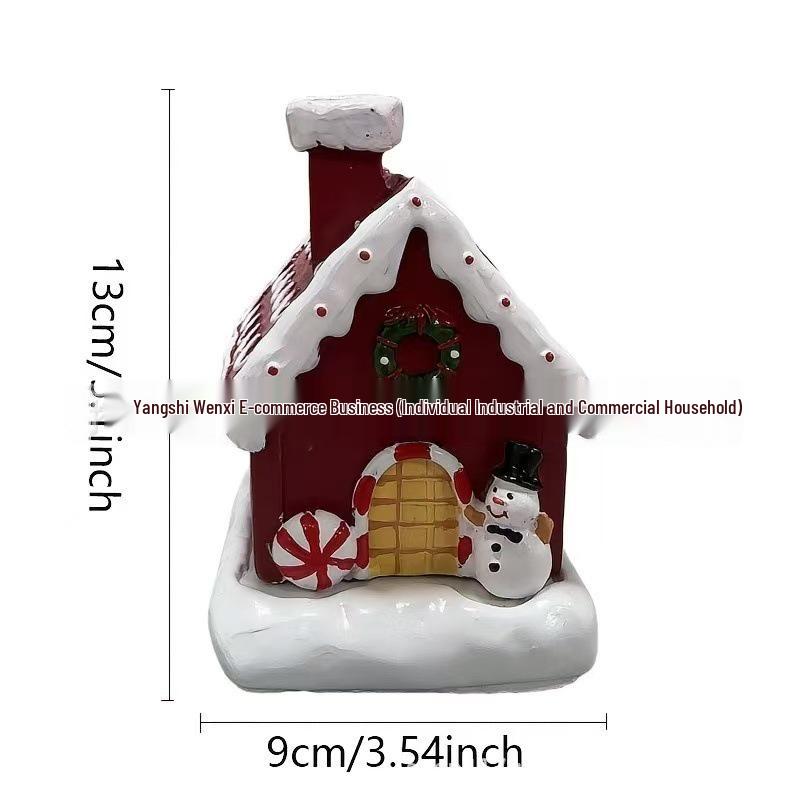 Christmas Snowman Gingerbread House Incense Burner Ornament Decoration