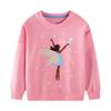 Girls Embroidered Round Neck Sweatshirt Cotton Knit Sporty Base Layer