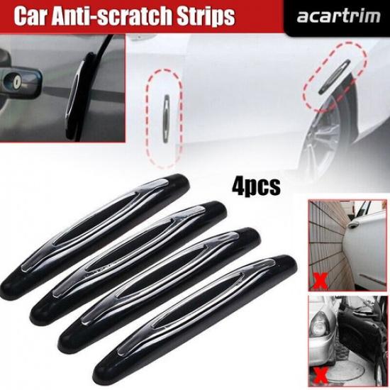 4Pcs Black Car Door Edge-Scratch Anti-collision Protector Guard Strip Universal