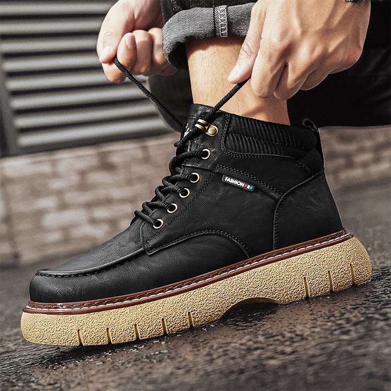Fashion Casual men's boots New Thick Bottom Versatile Style for Autumn and Winter Business office party Outdoor quality leather shoes