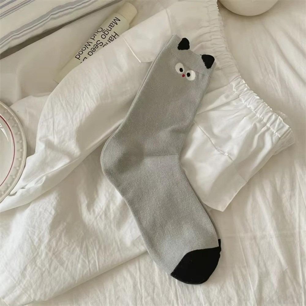 

Cartoon Striped Socks Cotton Long Socks New Women Socks Gray