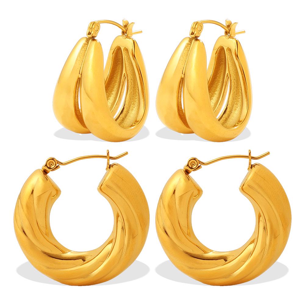 European & American Retro U-Shaped Geometric Spiral Ear Cuff Earrings