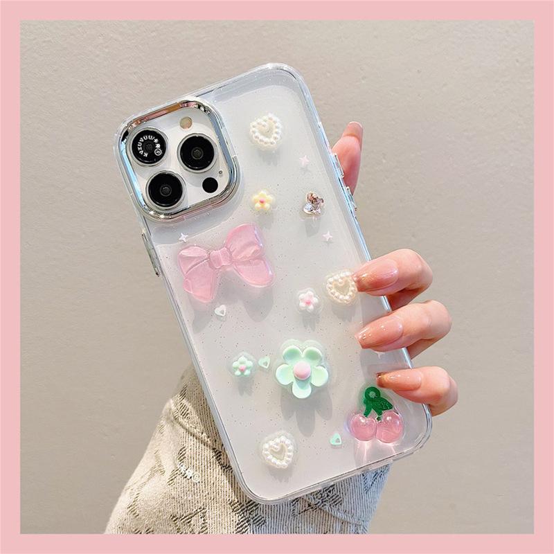 

Small Fresh Mobile Phone Case For Iphone17Promax Flower Apple 15 Bow 14 Cherry Love iPhone 7/8/SE 2020