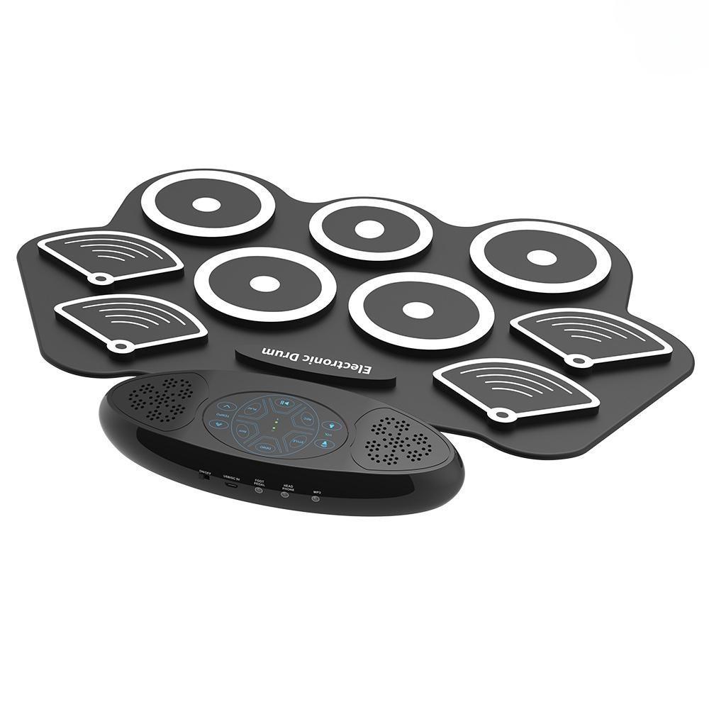Roll Up Silicone Practice Drum Pad Rechargeable Multifunction Tabletop Drum Portable 9 Pads Electronic Drum Set