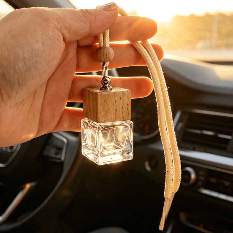 Car Essential Oil Empty Diffuser Bottle 8ml Dyed Square Cap Mini Ornament for Travel Vehicle Aromatherapy Decor