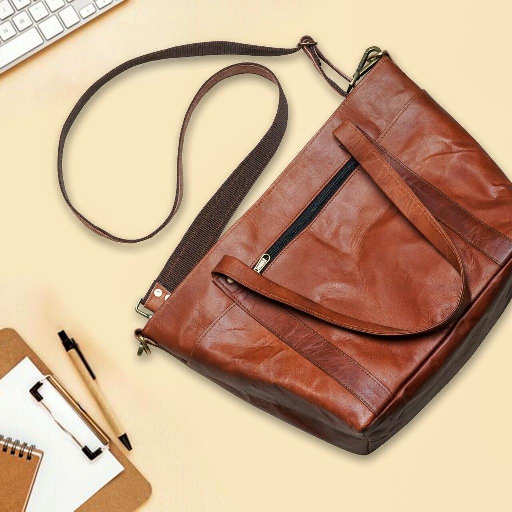Dámská Vintage kožená kabelka na laptop přes rameno Crossbody Messenger pro volný čas