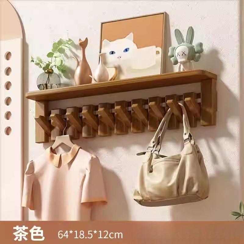 Modern Nordic Solid Wood Wall Mounted Clothes Hanger Luxury Living Bedroom Storage Rack Creative Home Furniture