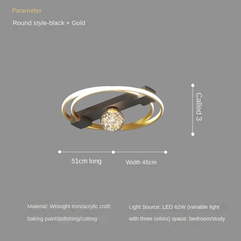 

Новый светодиодный потолочный светильник для помещений Современная домашняя потолочная лампа 110 В 220 В для гостиной спальни столовой Черно-золотой светодиодный светильник Dimmable with remote
