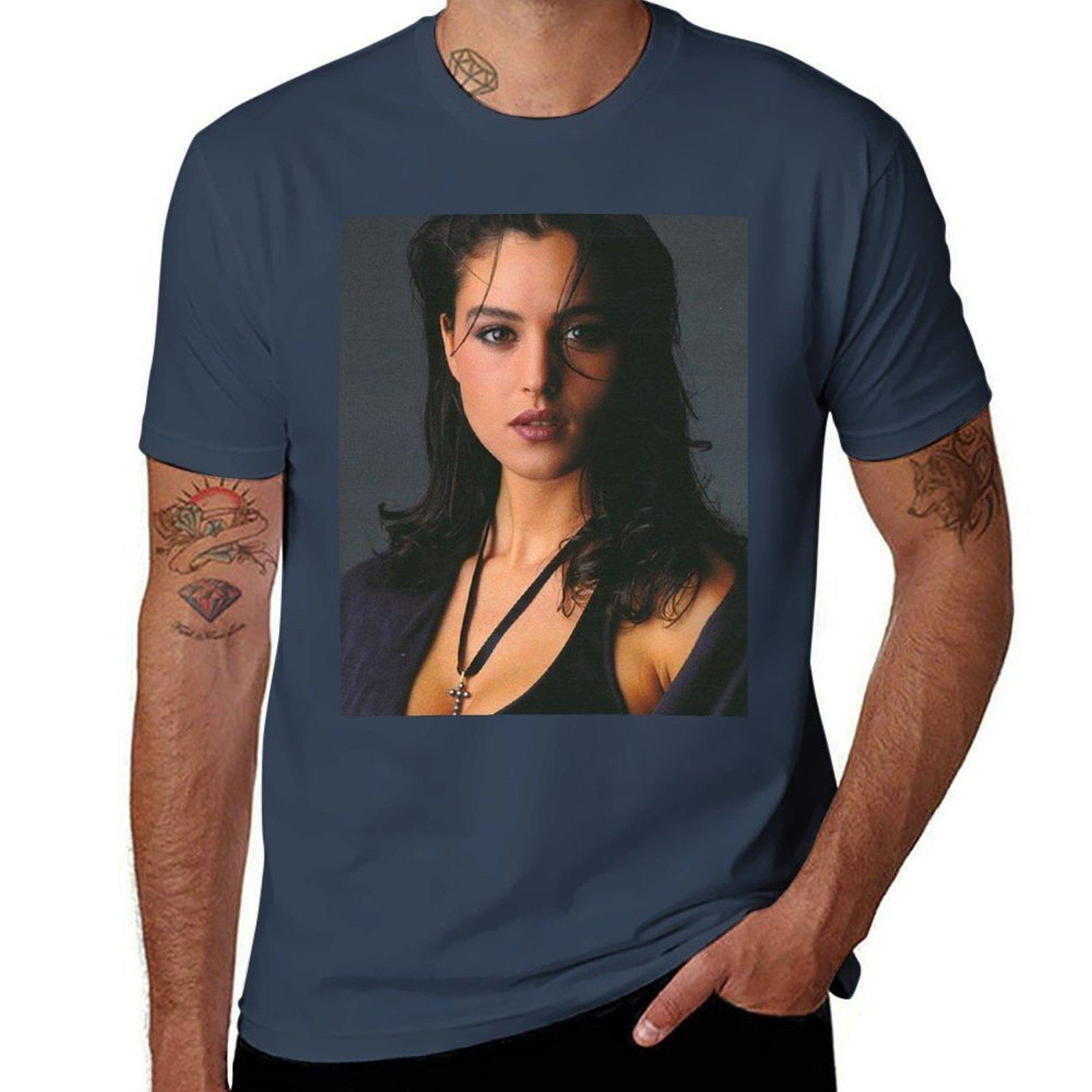 Monica Bellucci TShirt Daily Wear Plain Short Sleeve Shirt S