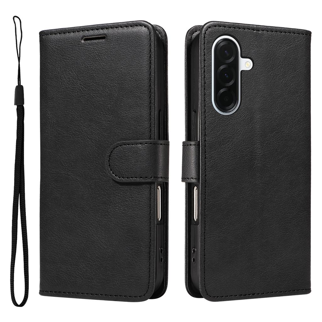 For Samsung Galaxy A37 5G Leather Wallet Case with Strap Solid Color Phone Stand Cover