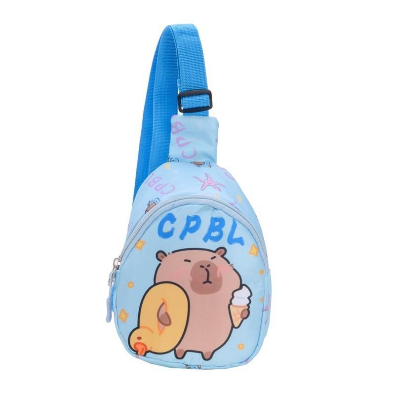 Cartoon Capybara Fun Kids Shoulder Bags Printed Animal Nylon Play Daily Use