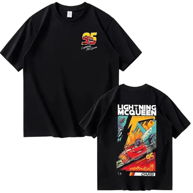 Graphic T-Shirt Lightning McQueen Cars 95 Hip Hop Vintage T-Shirt Harajuku Streetwear Cotton Summer Top T-Shirt Men Women Tee