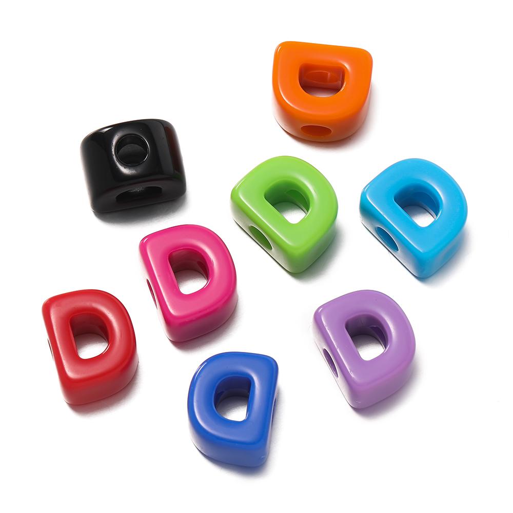 5Pcs A-Z Acrylic Big Hole Letter Beads Mix Colour Loose Spacer Beads for Making Key Chain Bracelet DIY Craft Jewelry Accessories