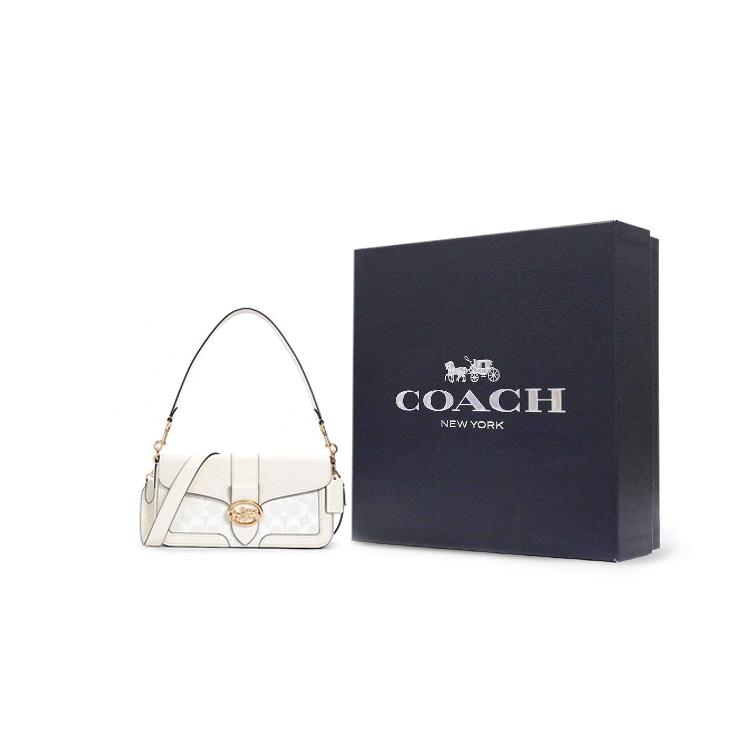 New COACH Georgie Canvas With Leather Shoulder Bag Handbag Medium Size Women's White C4067-IMQQ4