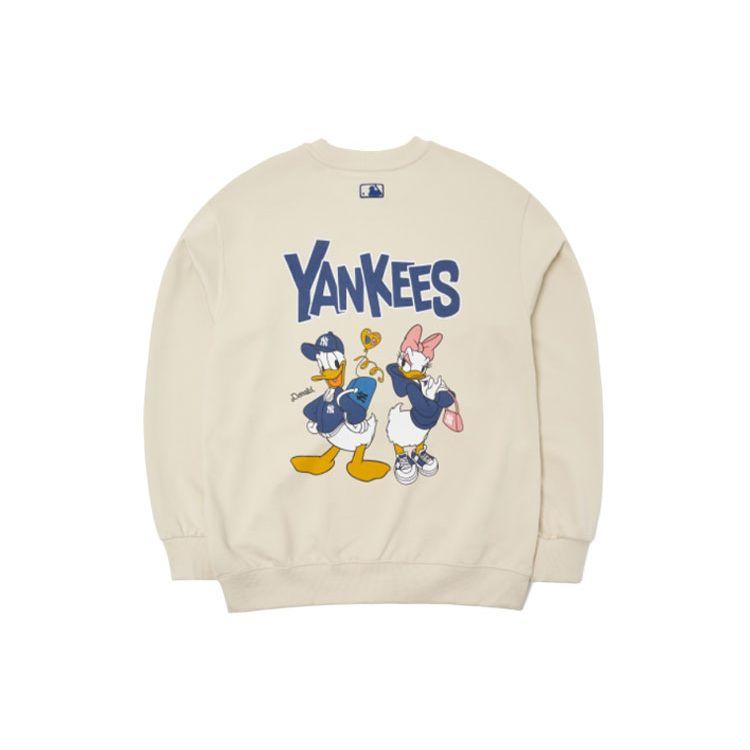 Collaboration MLB X Disney New York Yankees Donald Duck Imprimé Dessin Animé Sweat à Col Rond Sweatshirt Unisexe Off-White 3AMTD1114-50BGL XL
