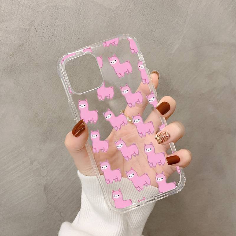 Kawaii śliczne lama alpaka zwierzęta kreskówki kolorowe etui na telefon dla iphone 13 11 12 pro XS MAX 8 7 6 6S Plus X 5S SE 2020 XR etui