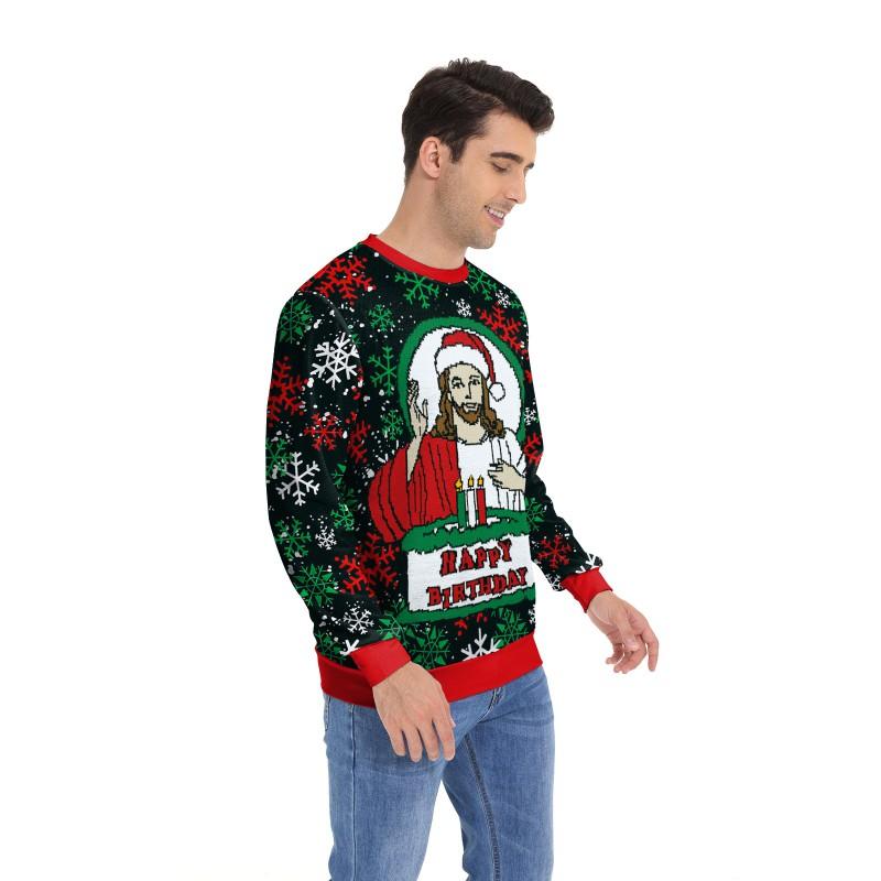 Christmas Crewneck Sweatshirt Fashion Snowflake Print Couple Pullover