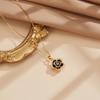 Full Diamond Camellia Necklace Women'S Light Luxury Design Simple Micro-Inlaid Pendant Jewelry
