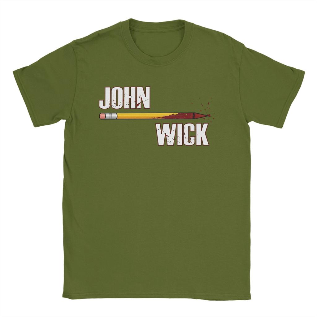 Men Movie John Wick Pencil T Shirts  Cotton Tops Funny Short Sleeve Crewneck Tees Gift Idea T-Shirts