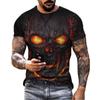 New Men's T-Shirts 3D Skull Printed Black Streetwear Short Sleeve Round-Neck Horror Halloween Man Tops Loose Fashion Gothic Tees