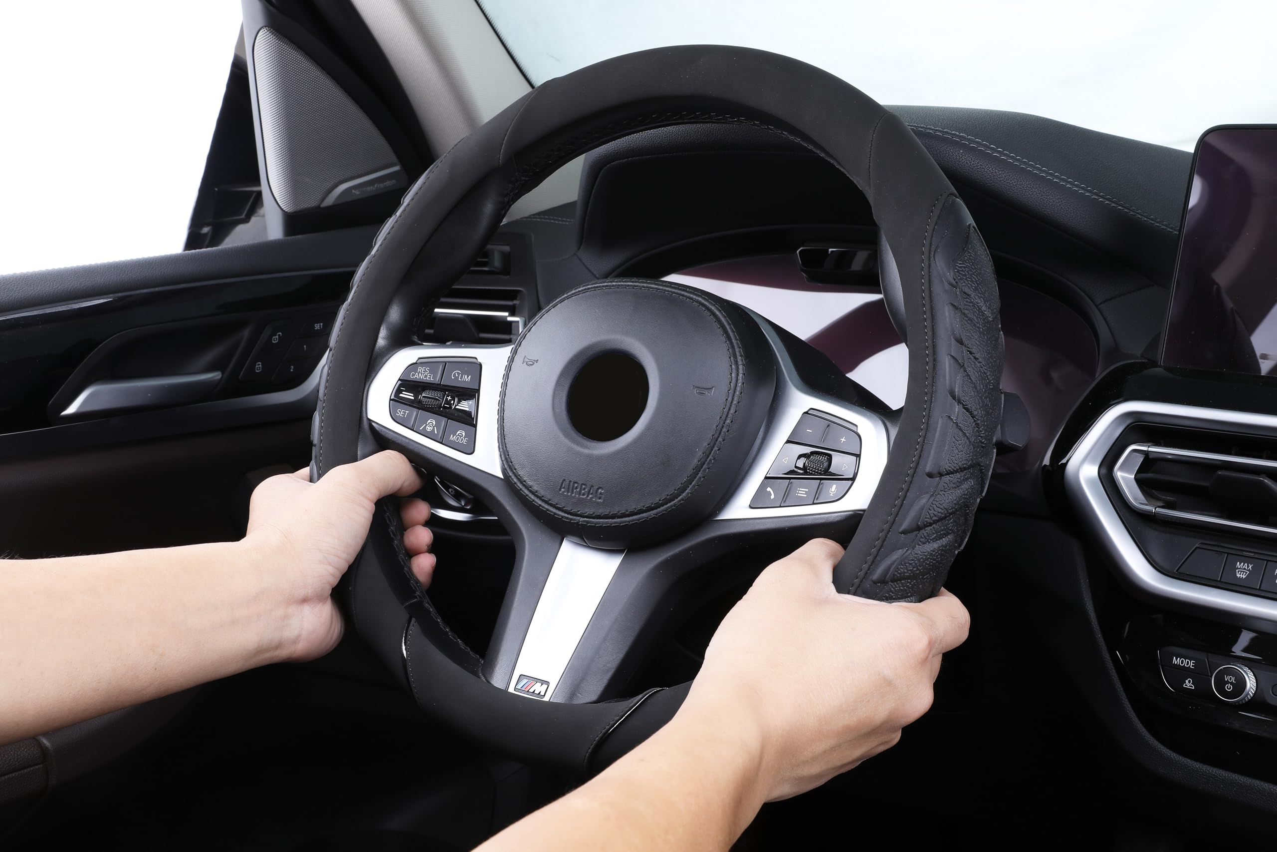 

PICKSHI Car Steering Wheel Accident Premium Easy Installation Size Small Cover, Stylish, Non-Slip, Prevention, Gift, (Black), чёрный