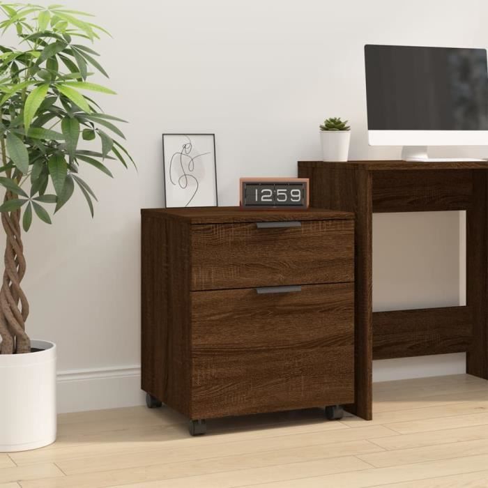 VidaXL Mobile Filing Cabinet with Wheels Brown Oak 45x38x54 Cm Wood 817137