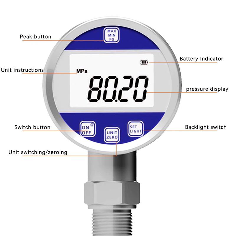 High Precision Digital Pressure Gauge Digital Electronic Hydraulic Shock Resistant Vacuum Negative Pressure Gauge