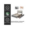 Gepolstertes Bett - MUVOE - 90x200 cm - LED-Beleuchtung - 2 Schubladen - Sanftes Grau