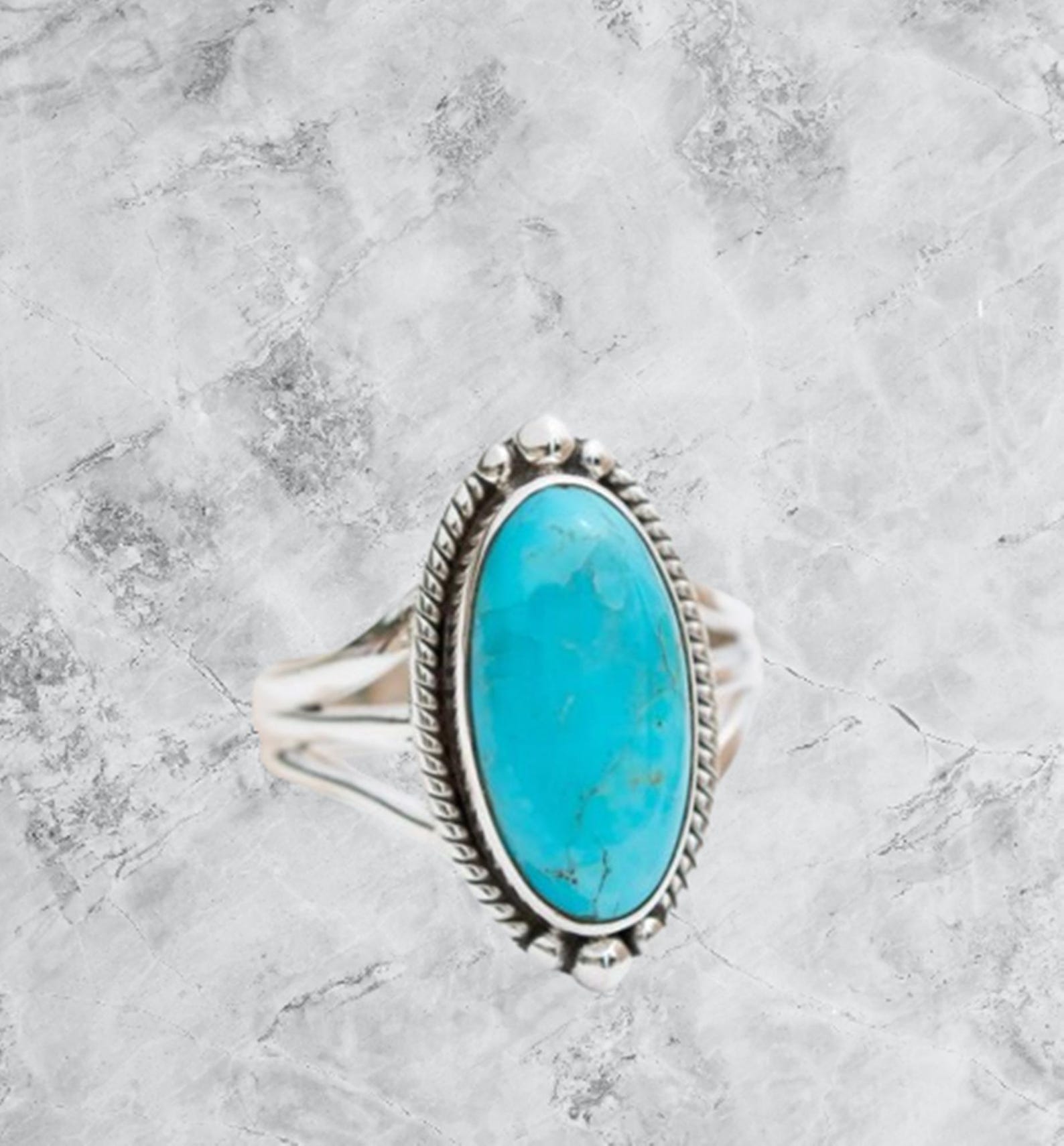 

Бирюзовое кольцо ~ Стерлинговое серебро 925 пробы ~ Ручная работа ~ Заявление ~ Хиппи ~ Богемный ~ Ювелирные изделия ~ Подарок для нее ~ Драгоценный камень ~ Камень декабря US 6 синий