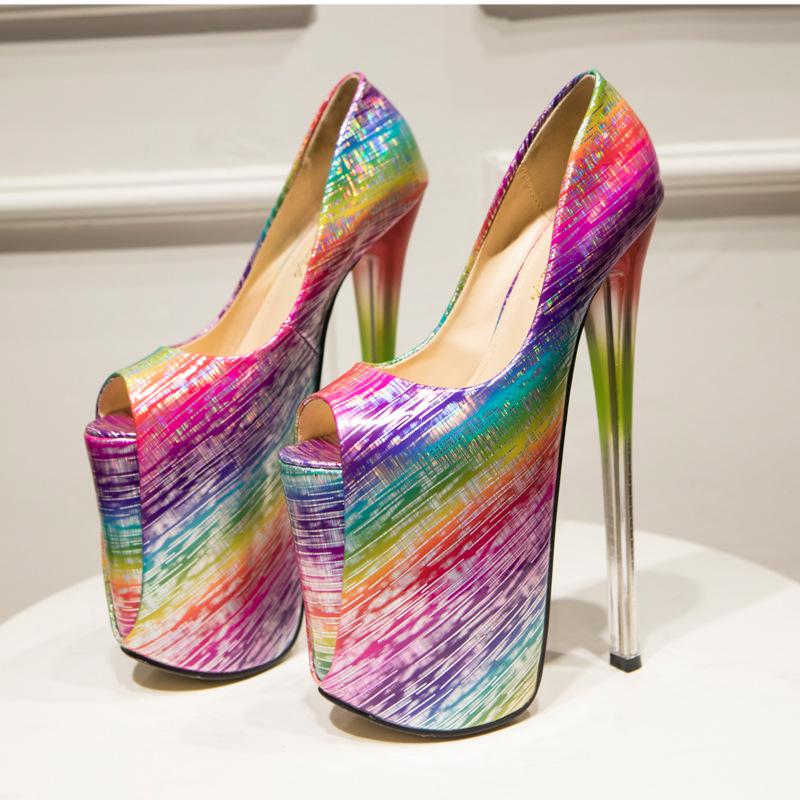 Crossdresser New 22cm Thin High Heels Female Round Toe Pumps Wedding Shoes Woman Fetish Ballet Gladiator Stilettos Sizes 34-50