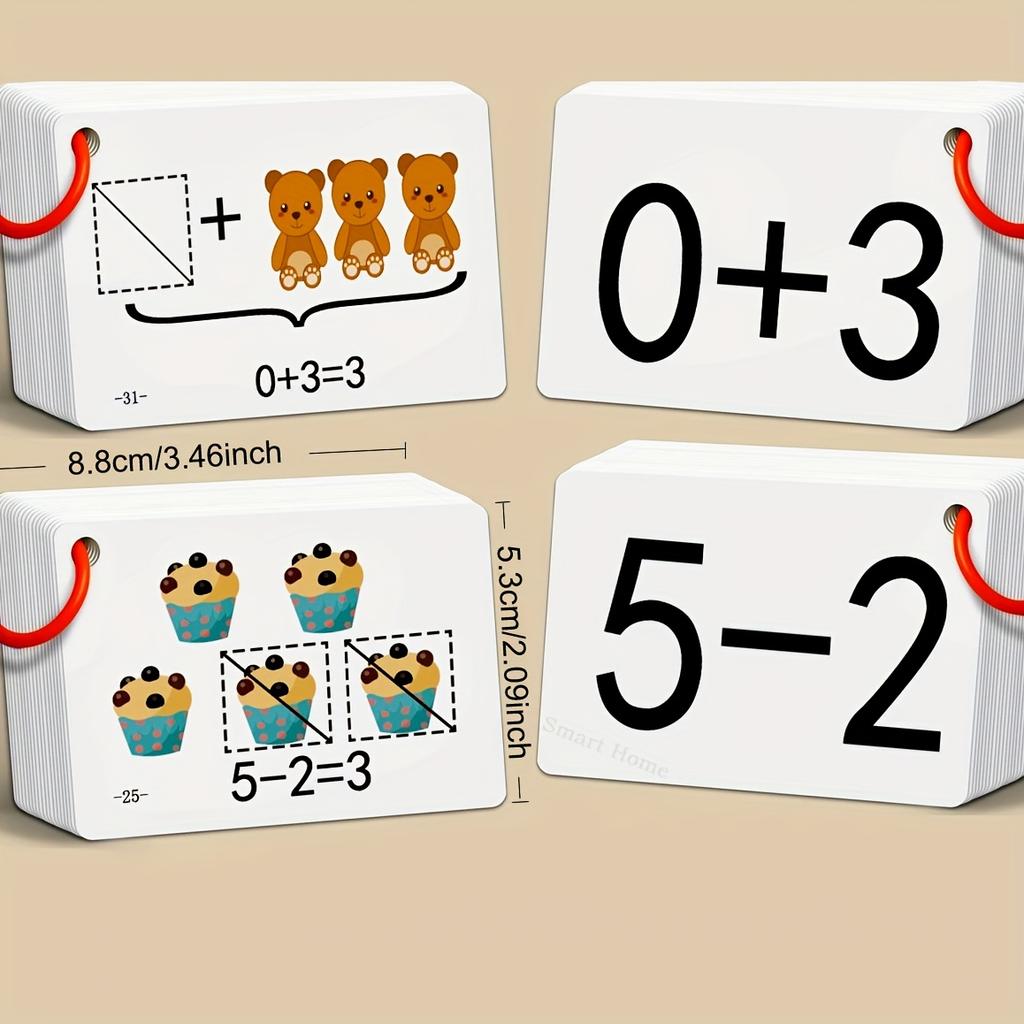 132 Cards of Addition & Subtraction Within 0-10 a Complete Set ideal for Early Development Arithmetic Abilities Multiplication and