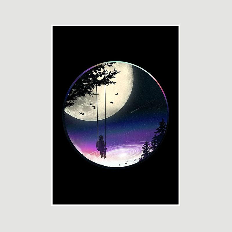 Living Room Decoration Art Painting White Paper Astronaut Space Poster Wall Art Prints Home Decor Bar Cafe Dorm Decorative Pictures Gifts