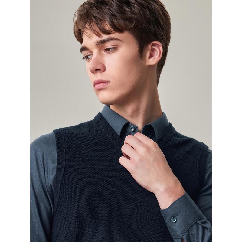 Erdos EMZ Herren Maschinenwaschbare Reine Wolle V-Ausschnitt Weste