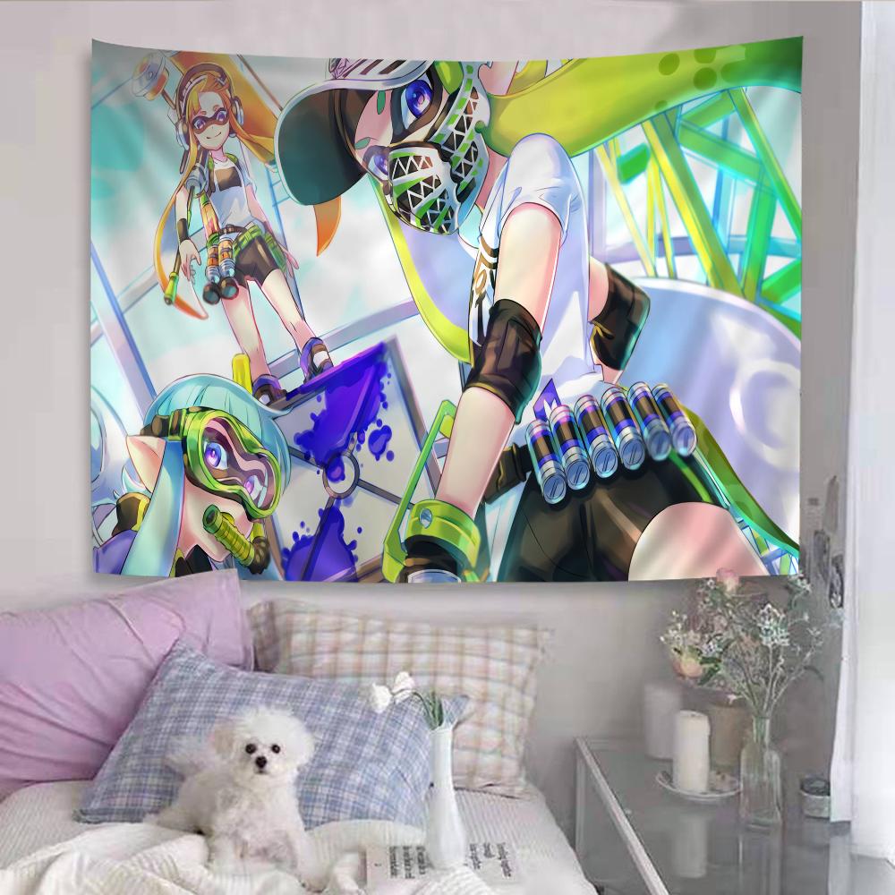 Splatoon Game Tapestry Floor Mat NonSlip Laundry Room Mat Laundry Decor Balcony Child Living Room Household Carpets