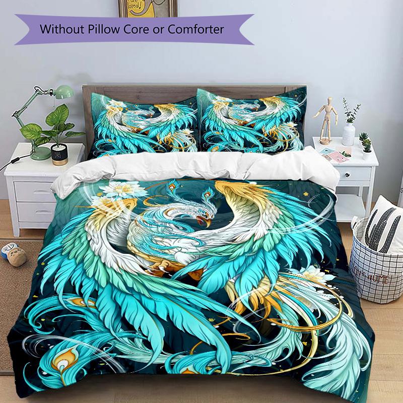 3pcs Fantasy Phoenix Duvet Cover Set - Includes 1 Duvet Cover and 2 Pillowcases, No Quilt Core, All-Season Home Decor yy251111017