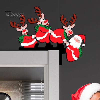 Decorazione della cornice dell'angolo della porta di Natale Decorazione festiva della renna di Babbo Natale Finiture in legno Felice anno nuovo 2023 Festa di Natale Prop Decorazioni per la casa