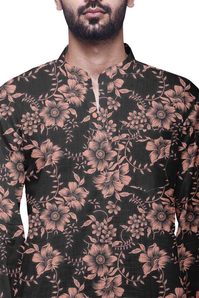 Atasi Cotton Ethnic Short Kurta For Boys Printed Party Wear Kurta For Men