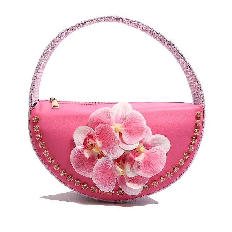 Personalized and Creative Small Bag Women's 2025 New Chinese Style Literary Flower Trend Versatile Chain Hand Carry Dinner Bag