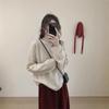 Gentle Wind Fashion Heavy Industry Bead Knitted Sweater Women's Autumn and Winter New Loose and Thin Pullover Solid Color Sweater Women