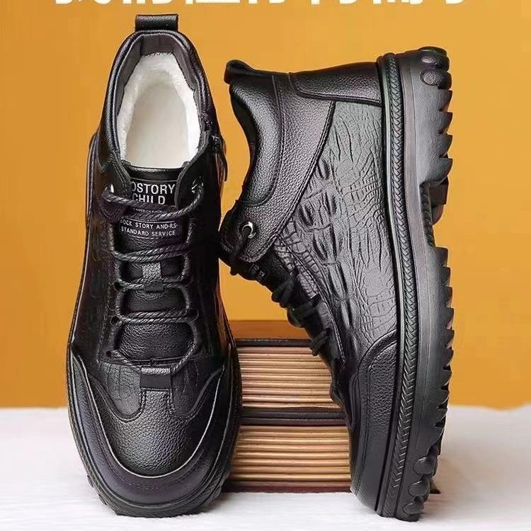 Hersteller Herren Baumwollschuhe Leder Herrenschuhe verschleißfest und rutschfest Winter 2024 warme Samt verdickte Schneestiefel