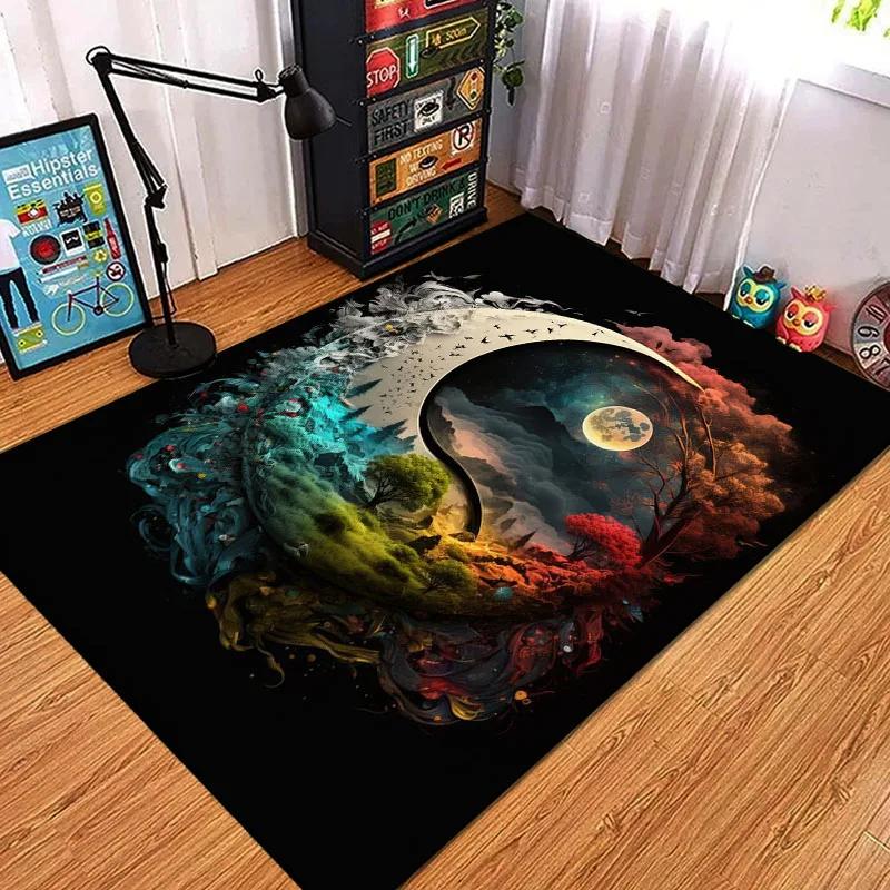 15 Size Tai Chi Bagua Yin Yang Pattern Rug Carpet for Living Room Bathroom Mat Creative Doormat Carpet for Bedroom Home Decor